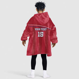 Custom Liberia Kid Wearable Blanket Hoodie Football Lion Mascot - Red