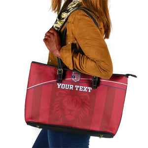 Custom Liberia Leather Tote Bag Football Lion Mascot - Red