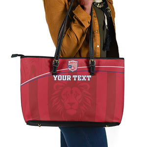 Custom Liberia Leather Tote Bag Football Lion Mascot - Red