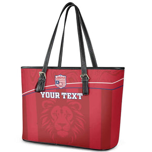 Custom Liberia Leather Tote Bag Football Lion Mascot - Red