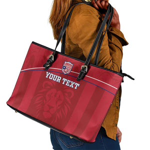 Custom Liberia Leather Tote Bag Football Lion Mascot - Red