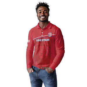 Custom Liberia Long Sleeve Polo Shirt Football Lion Mascot - Red