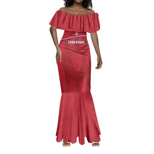 Custom Liberia Mermaid Dress Football Lion Mascot - Red