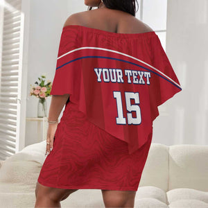 Custom Liberia Off Shoulder Short Dress Football Lion Mascot - Red