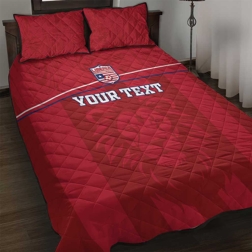 Custom Liberia Quilt Bed Set Football Lion Mascot - Red