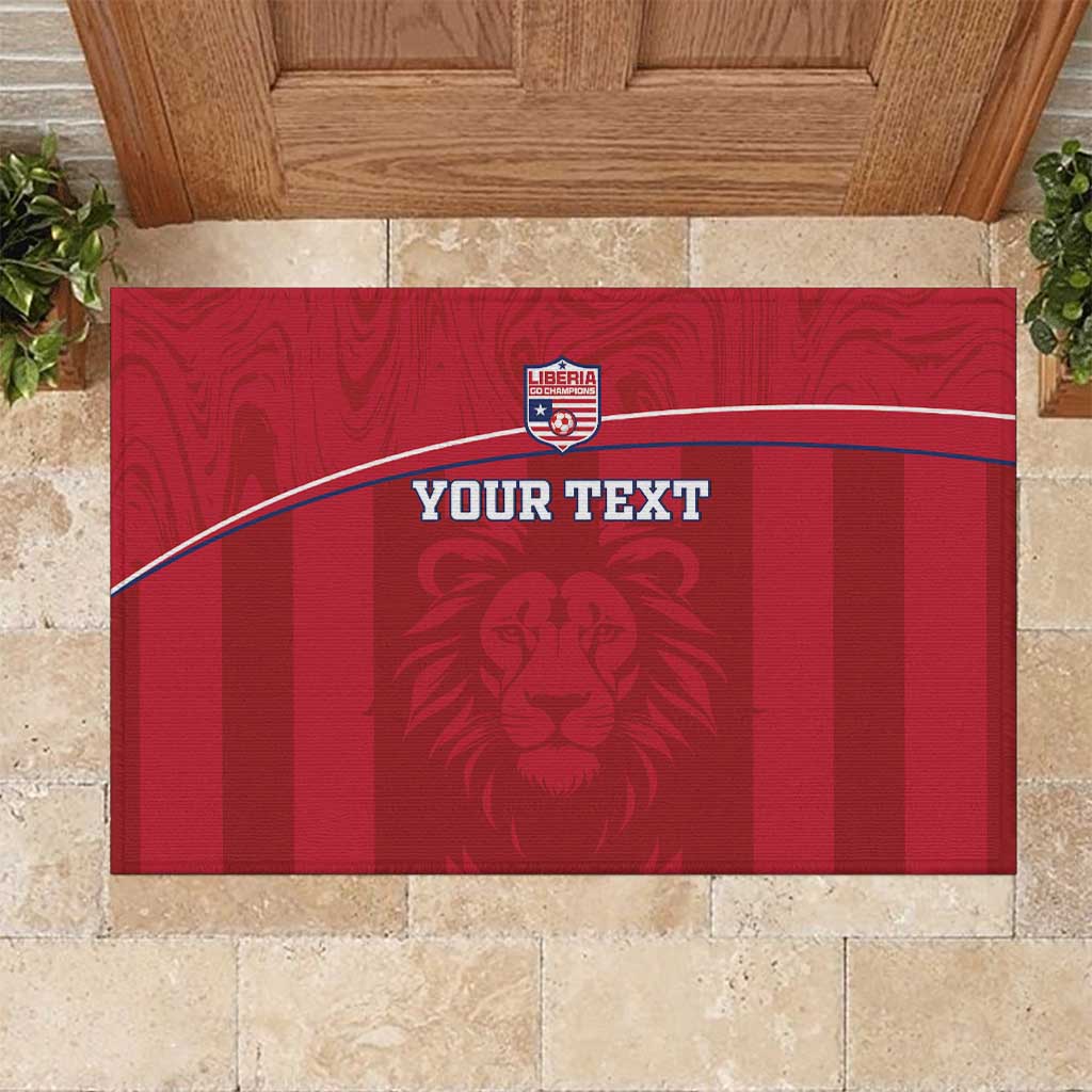 Custom Liberia Rubber Doormat Football Lion Mascot - Red