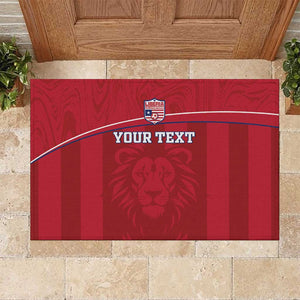 Custom Liberia Rubber Doormat Football Lion Mascot - Red