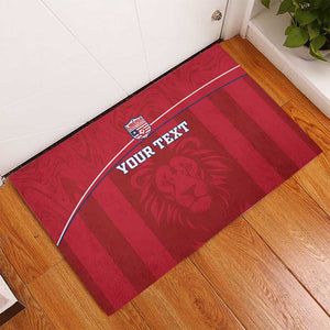 Custom Liberia Rubber Doormat Football Lion Mascot - Red