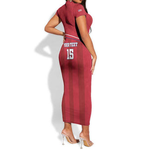 Custom Liberia Short Sleeve Bodycon Dress Football Lion Mascot - Red