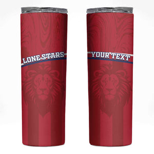 Custom Liberia Skinny Tumbler Football Lion Mascot - Red