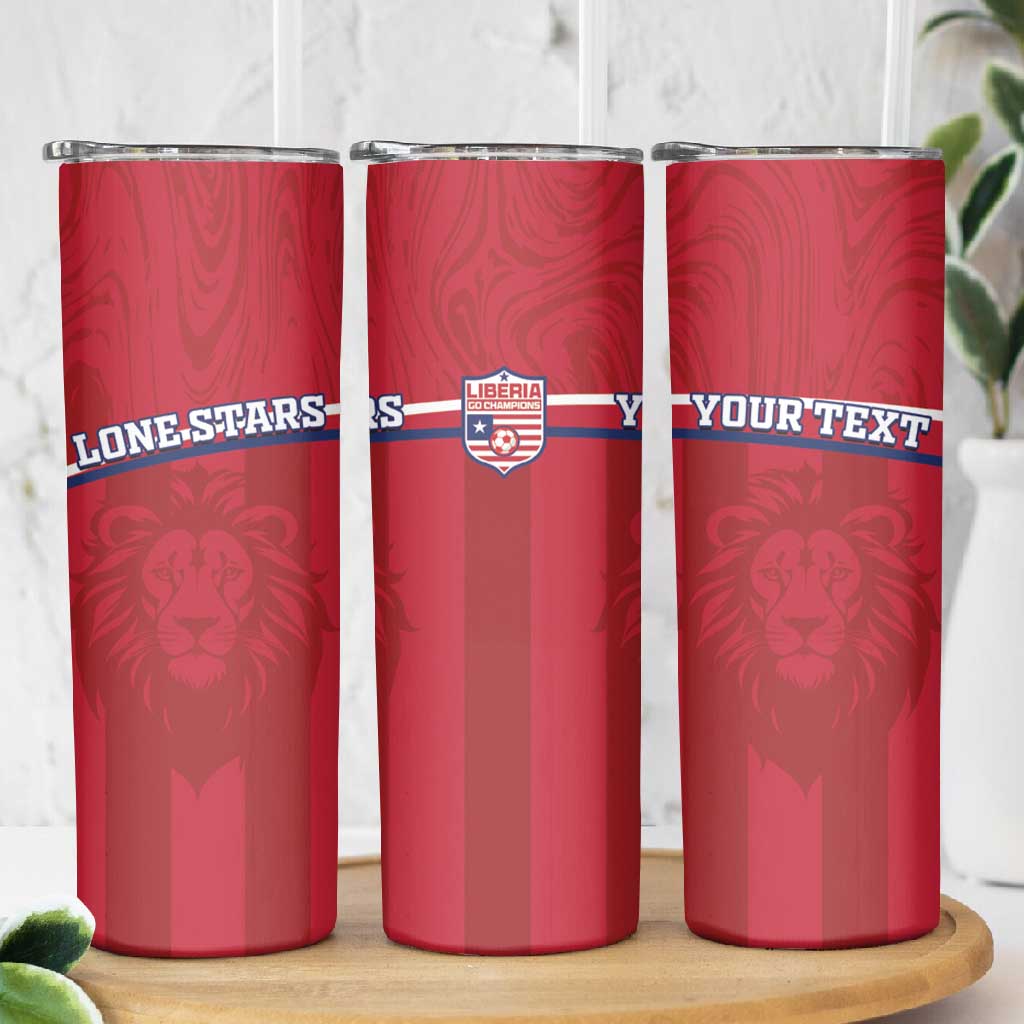 Custom Liberia Skinny Tumbler Football Lion Mascot - Red