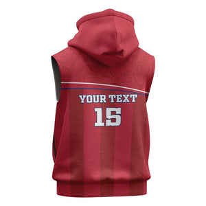 Custom Liberia Sleeveless Zip Hoodie Football Lion Mascot - Red - African Pride