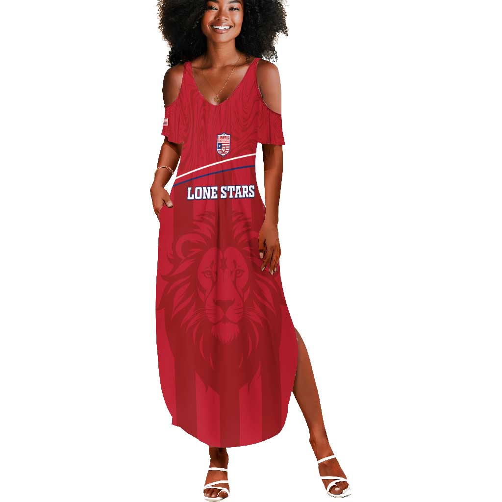 Custom Liberia Summer Maxi Dress Football Lion Mascot - Red