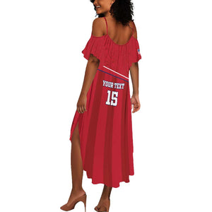 Custom Liberia Summer Maxi Dress Football Lion Mascot - Red