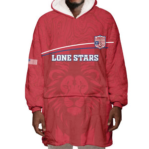 Custom Liberia Wearable Blanket Hoodie Football Lion Mascot - Red