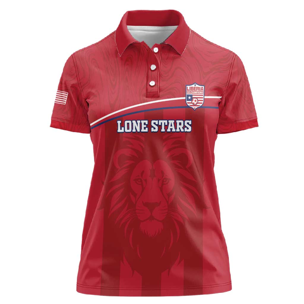 Custom Liberia Women Polo Shirt Football Lion Mascot - Red