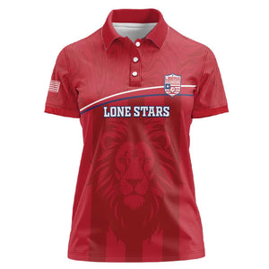 Custom Liberia Women Polo Shirt Football Lion Mascot - Red