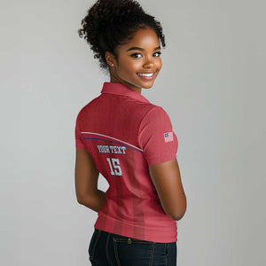 Custom Liberia Women Polo Shirt Football Lion Mascot - Red