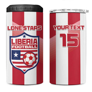 Custom Liberia Football 4 in 1 Can Cooler Tumbler The Lone Stars Sporty Style