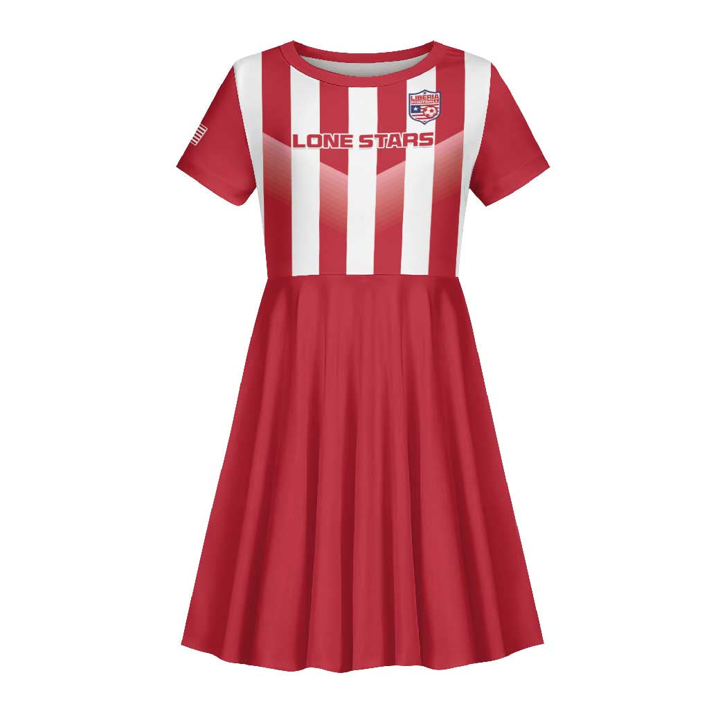 Custom Liberia Football Kid Short Sleeve Dress The Lone Stars Sporty Style