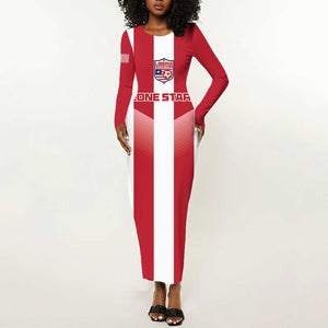 Custom Liberia Football Long Sleeve Bodycon Dress The Lone Stars Sporty Style