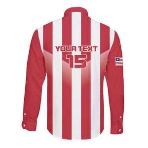 Custom Liberia Football Long Sleeve Button Shirt The Lone Stars Sporty Style