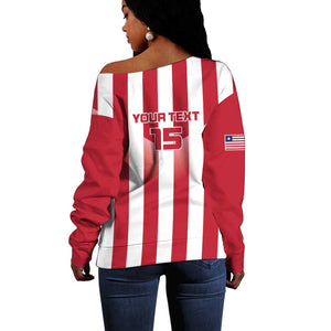 Custom Liberia Football Off Shoulder Sweater The Lone Stars Sporty Style