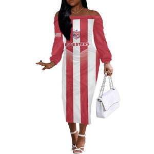 Custom Liberia Football Off The Shoulder Long Sleeve Dress The Lone Stars Sporty Style