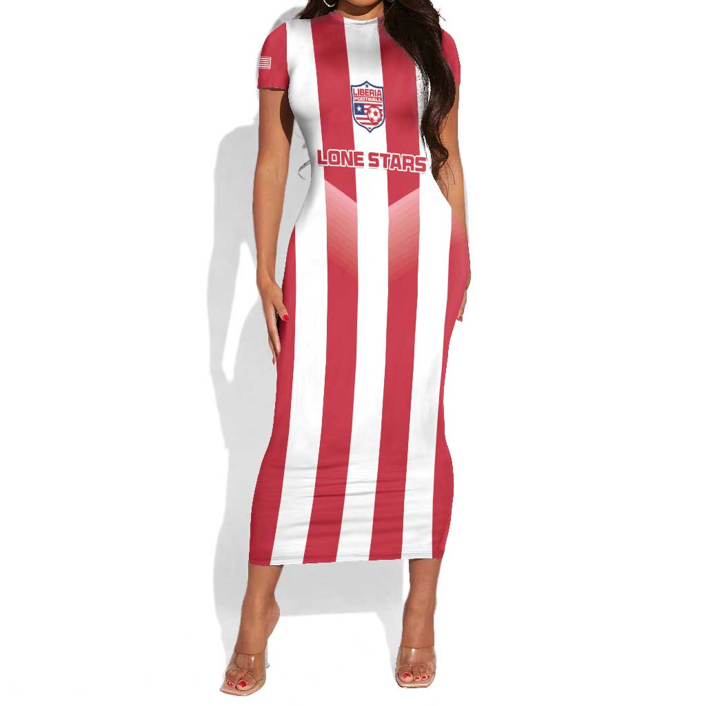 Custom Liberia Football Short Sleeve Bodycon Dress The Lone Stars Sporty Style