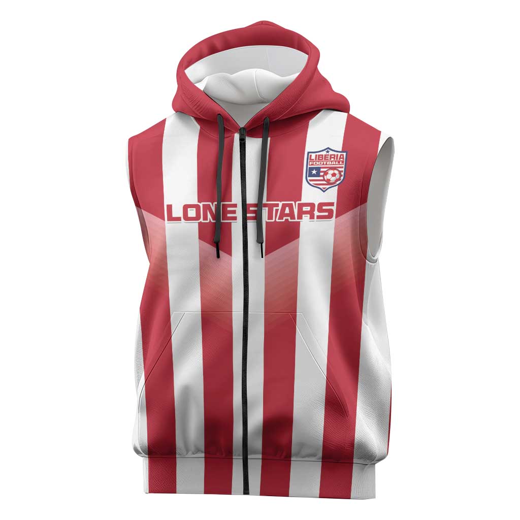 Custom Liberia Football Sleeveless Zip Hoodie The Lone Stars Sporty Style - African Pride