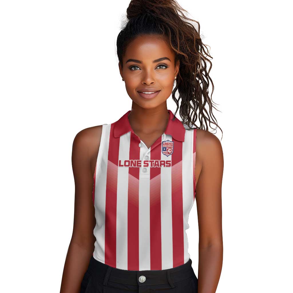 Custom Liberia Football Women Sleeveless Polo Shirt The Lone Stars Sporty Style