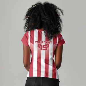 Custom Liberia Football Women V-Neck T-Shirt The Lone Stars Sporty Style