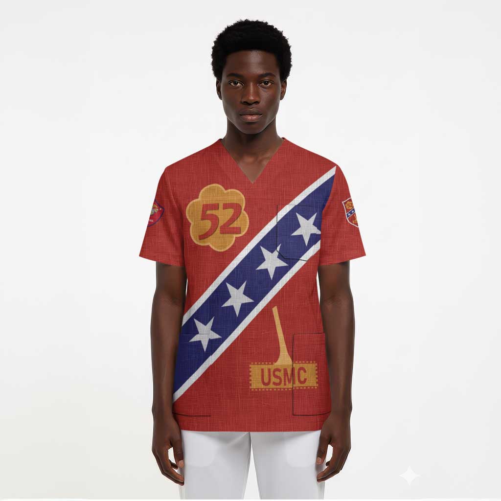52 USMC Legacy Scrub Top Proud Montford Point Marines - African Pride