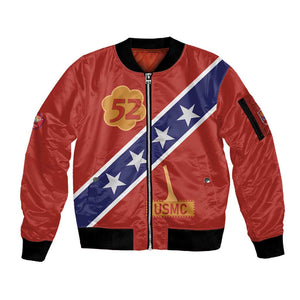 52 USMC Legacy Sleeve Zip Bomber Jacket Proud Montford Point Marines - African Pride