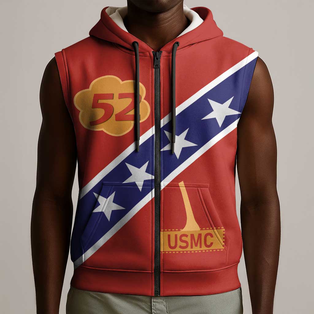 52 USMC Legacy Sleeveless Zip Hoodie Proud Montford Point Marines - African Pride