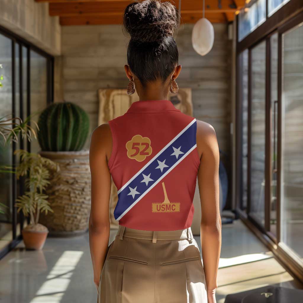 52 USMC Legacy Women Sleeveless Polo Shirt Proud Montford Point Marines - African Pride