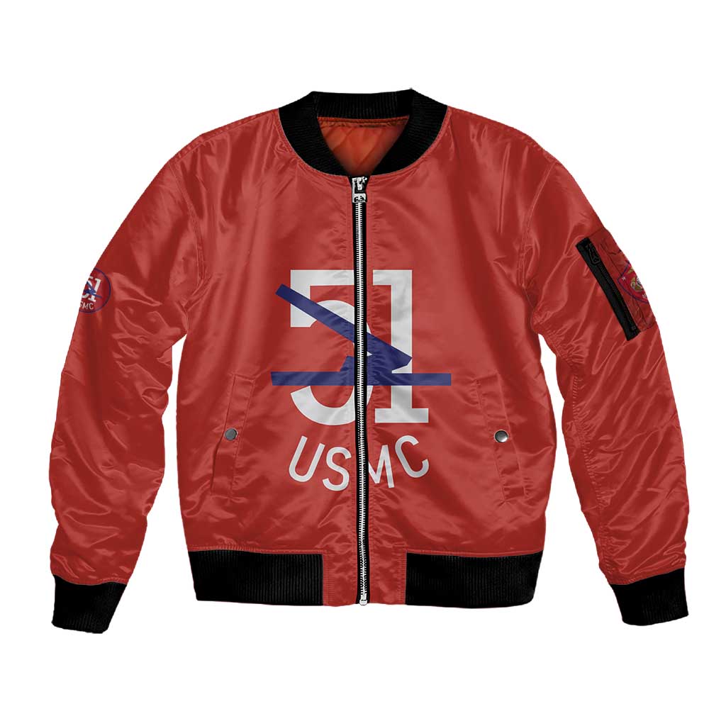 51 USMC Legacy Sleeve Zip Bomber Jacket Proud Montford Point Marines - African Pride