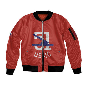 51 USMC Legacy Sleeve Zip Bomber Jacket Proud Montford Point Marines - African Pride