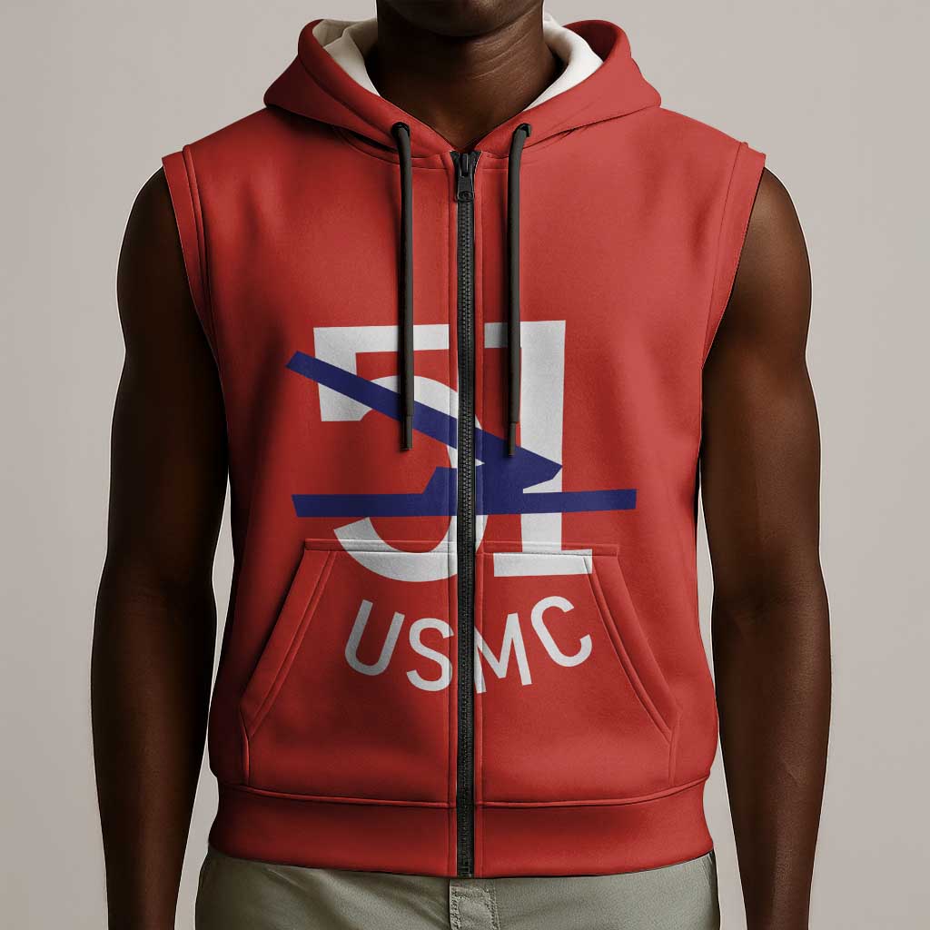 51 USMC Legacy Sleeveless Zip Hoodie Proud Montford Point Marines - African Pride