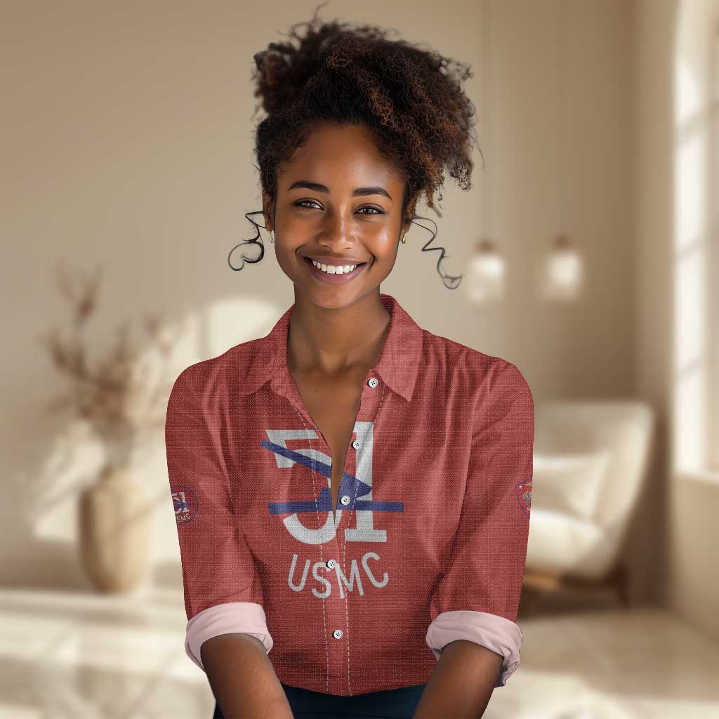 51 USMC Legacy Women Casual Shirt Proud Montford Point Marines - African Pride