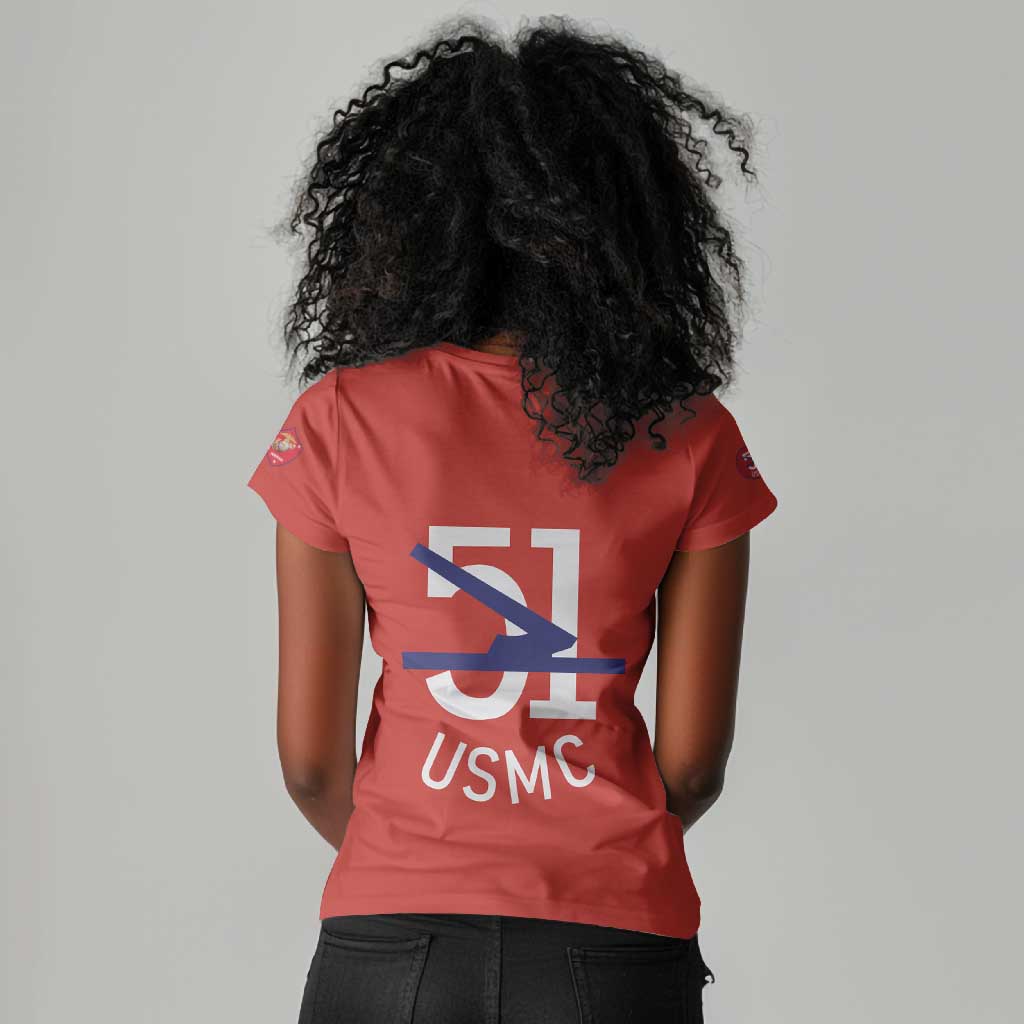 51 USMC Legacy Women V-Neck T-Shirt Proud Montford Point Marines - African Pride