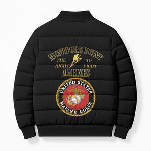 African American Marine Corps Legacy Bomber Puffer Jacket Montford Point Heritage Black