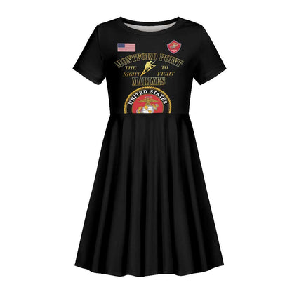 Montford Point Marines Kid Short Sleeve Dress African American Heroes Black - African Pride
