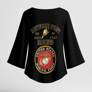 African American Marine Corps Legacy Kimono Sleeve Blouse Montford Point Heritage Black