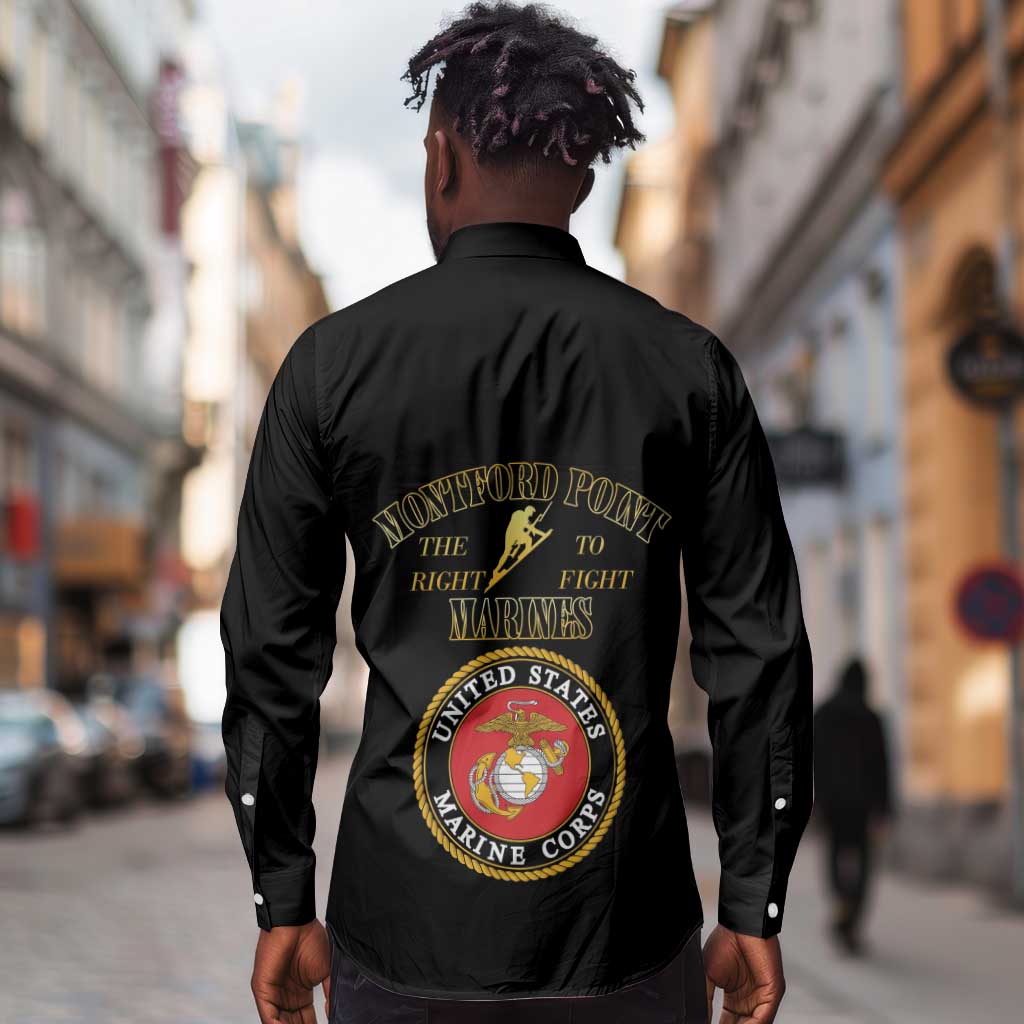 Montford Point Marines Long Sleeve Button Shirt African American Heroes Black - African Pride