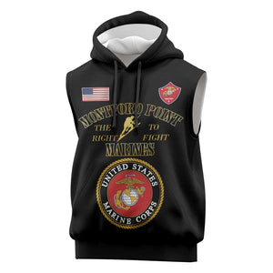 Montford Point Marines Sleeveless Hoodie African American Heroes Black - African Pride