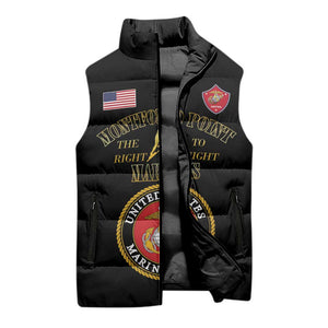 African American Marine Corps Legacy Sleeveless Puffer Jacket Montford Point Heritage Black