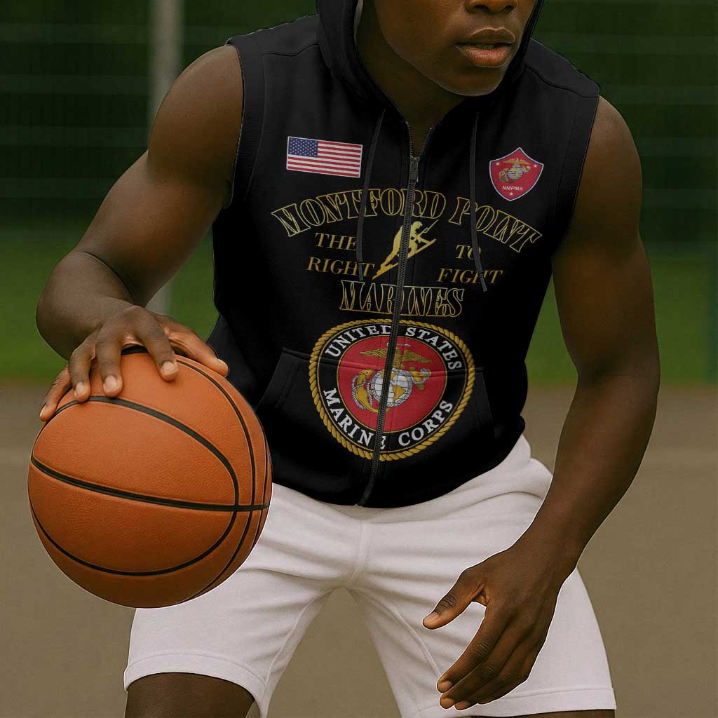 Montford Point Marines Sleeveless Zip Hoodie African American Heroes Black - African Pride