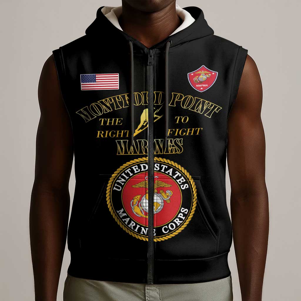 Montford Point Marines Sleeveless Zip Hoodie African American Heroes Black - African Pride