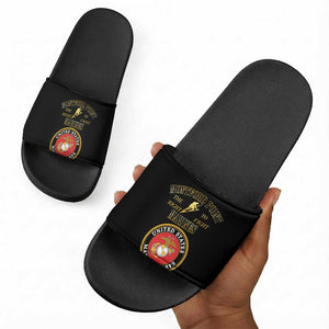 African American Marine Corps Legacy Slide Sandals Montford Point Heritage Black